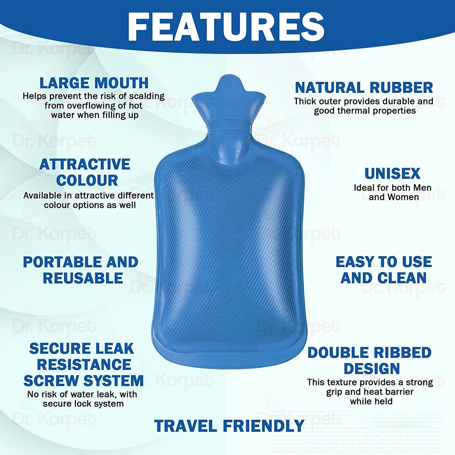 Rubber Hot Water Bag (Non-Electric Thermal) for Pain Relief